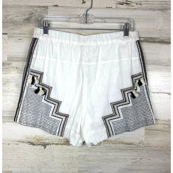 J.Crew Women’s Small White Linen Embroidered Boho Tassel Lightweight Shorts NEW - Picture 3 of 8